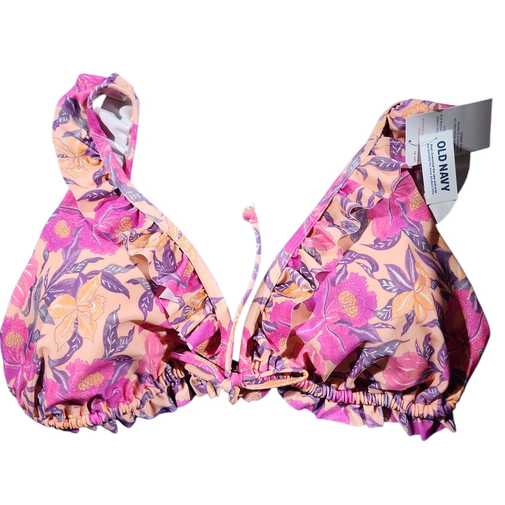 Old Navy Pink and Purple Floral Bikini Top